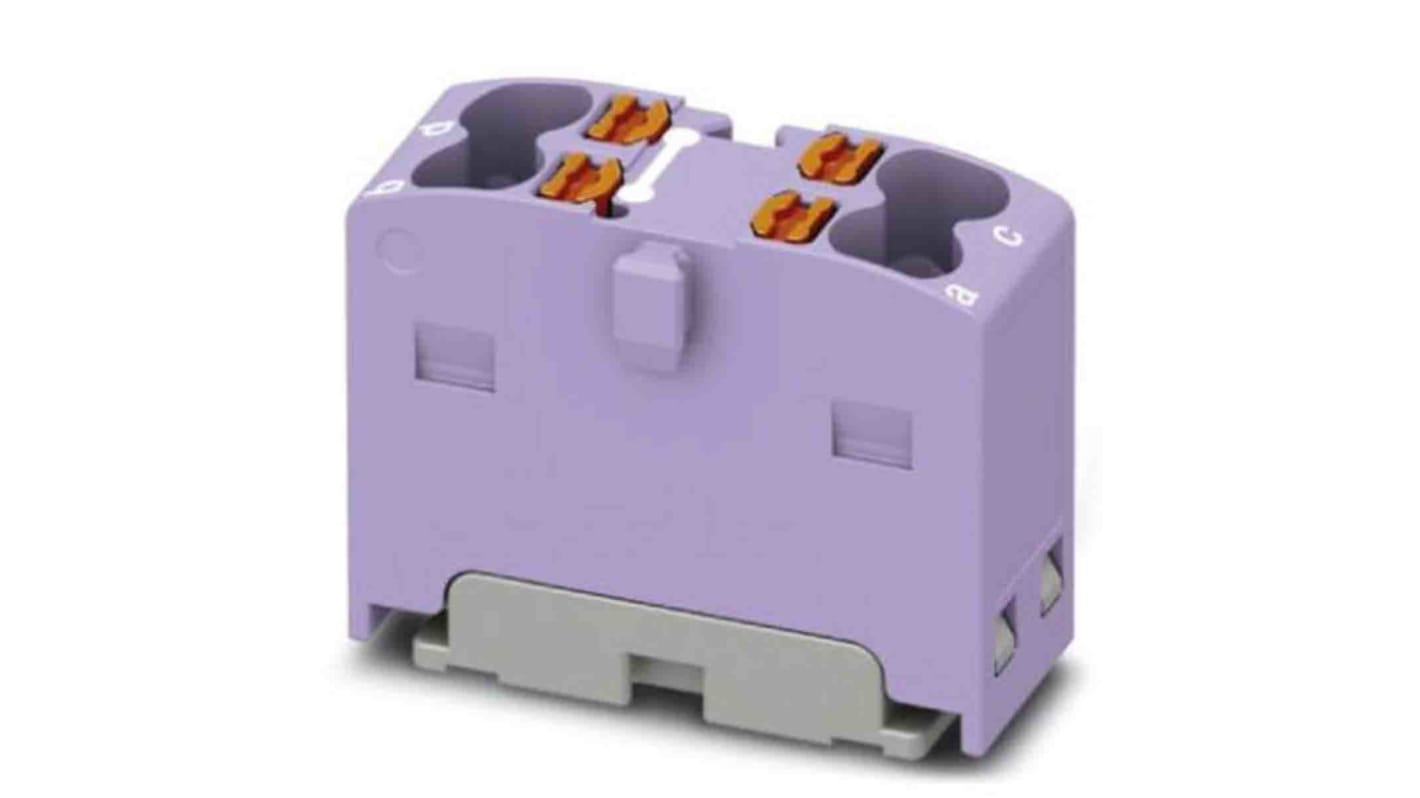 Phoenix Contact Distribution Block, 4 Way, 2.5mm², 17.5A, 450 V, Violet