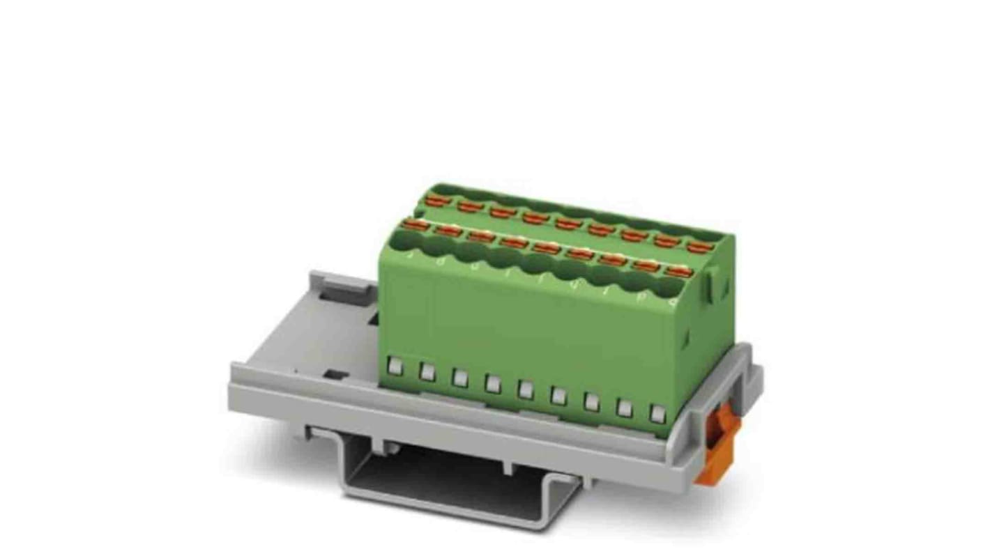 Phoenix Contact Distribution Block, 18 Way, 2.5mm², 17.5A, 500 V, Green