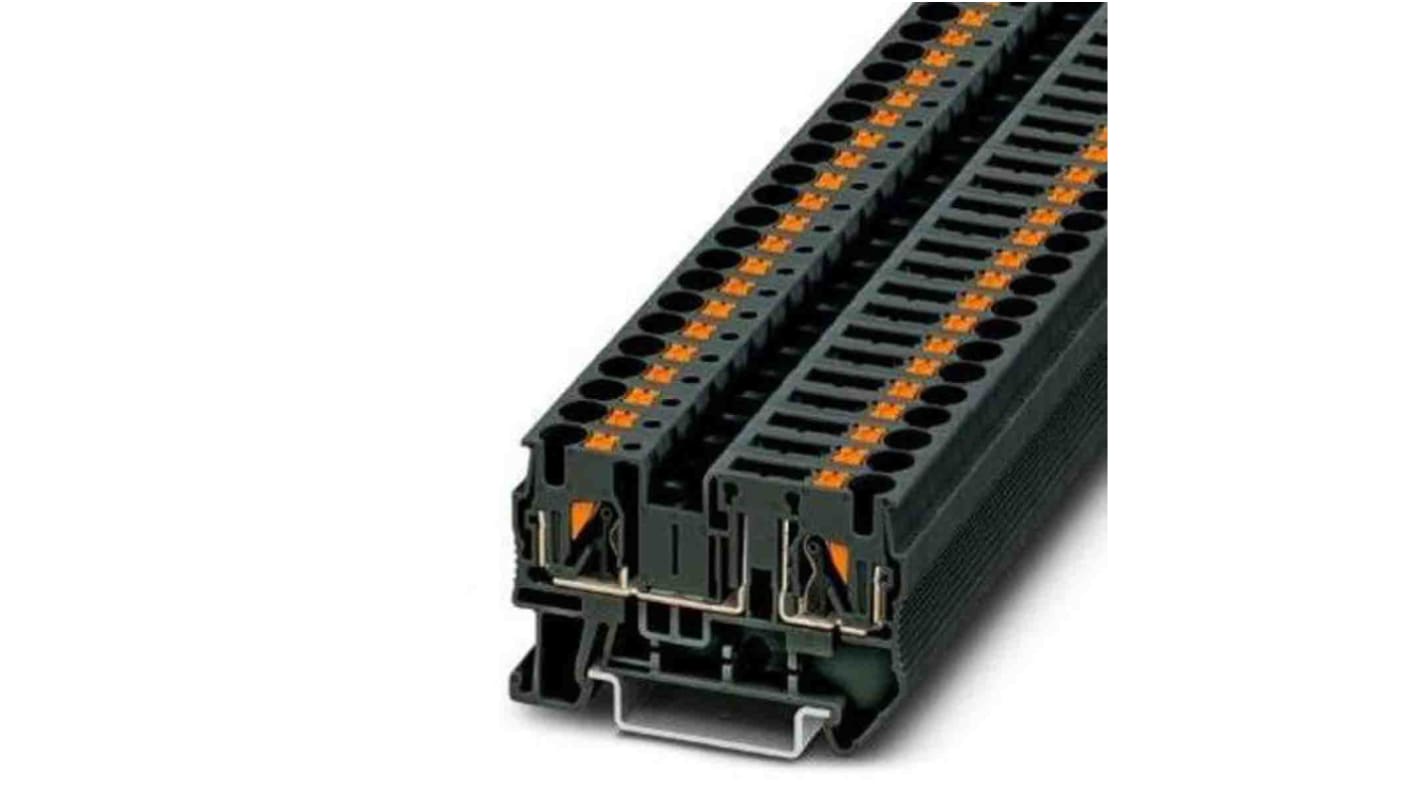 1067752 Phoenix Contact PT Series Black Disconnect Terminal Block, Push In Termination RS