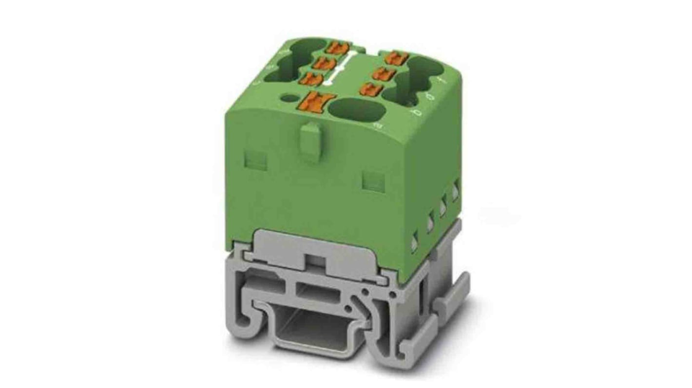 Phoenix Contact Distribution Block, 7 Way, 2.5mm², 17.5A, 500 V, Green