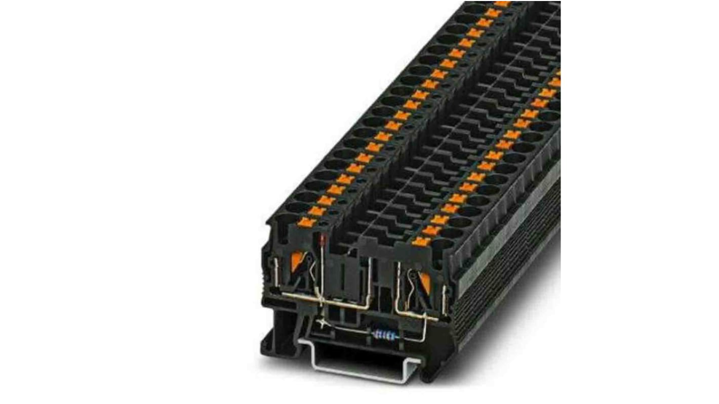 Phoenix Contact PT Series Black Fused DIN Rail Terminal, Single-Level