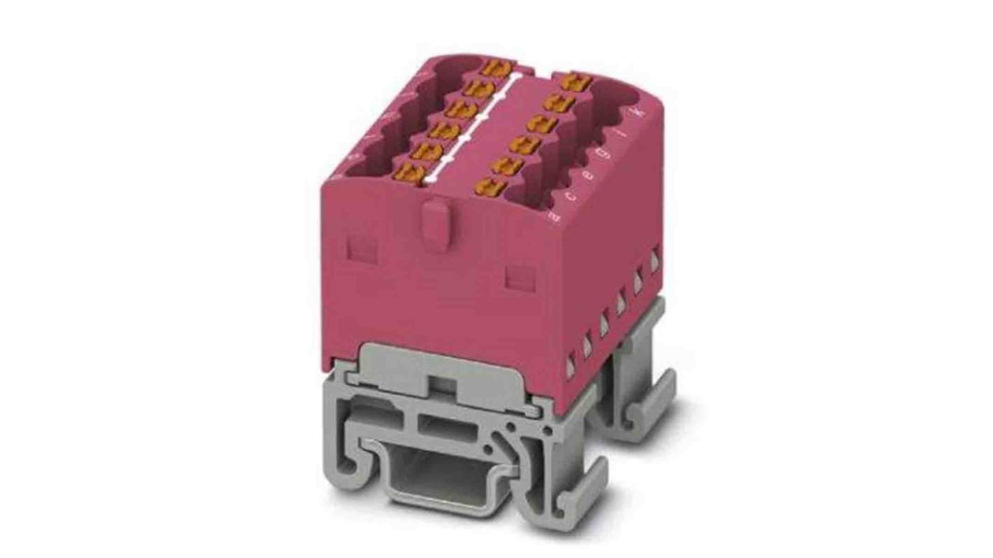 Phoenix Contact Distribution Block, 12 Way, 2.5mm², 17.5A, 500 V, Pink