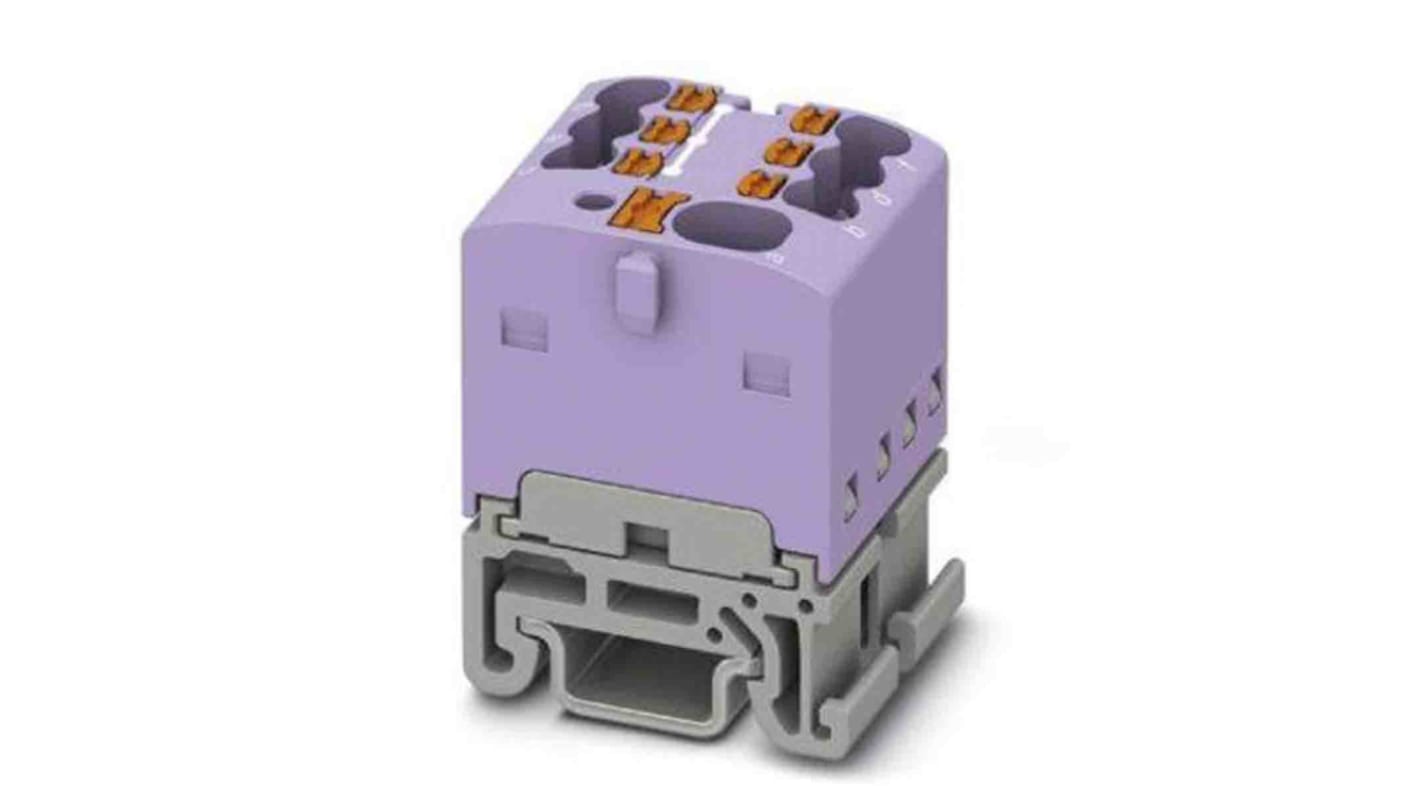 Phoenix Contact Distribution Block, 7 Way, 2.5mm², 17.5A, 500 V, Violet