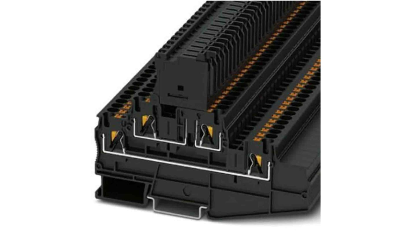 Phoenix Contact PT Series Black Fused DIN Rail Terminal, Triple-Level, Fused