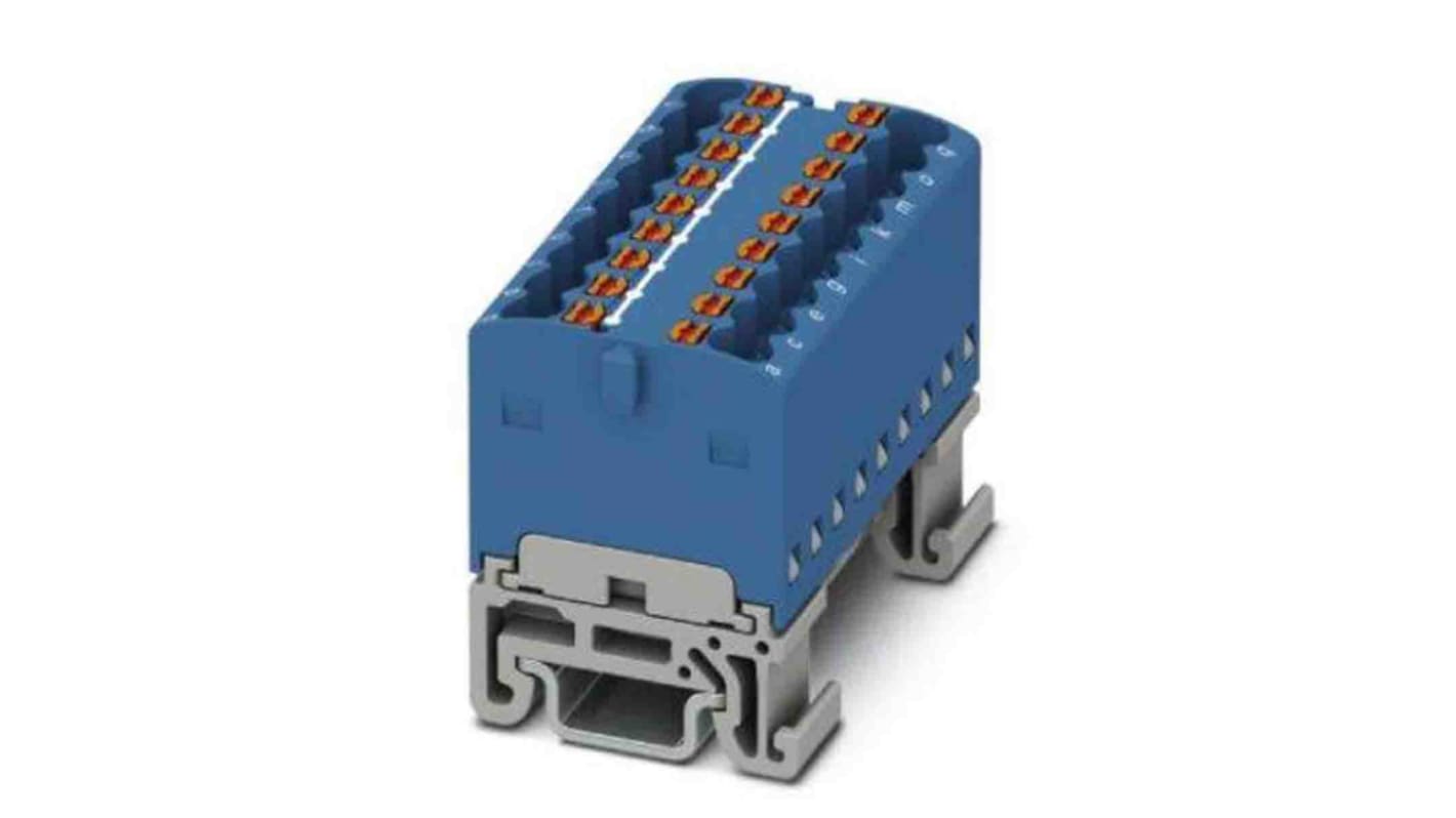 Phoenix Contact Distribution Block, 18 Way, 2.5mm², 17.5A, 500 V, Blue