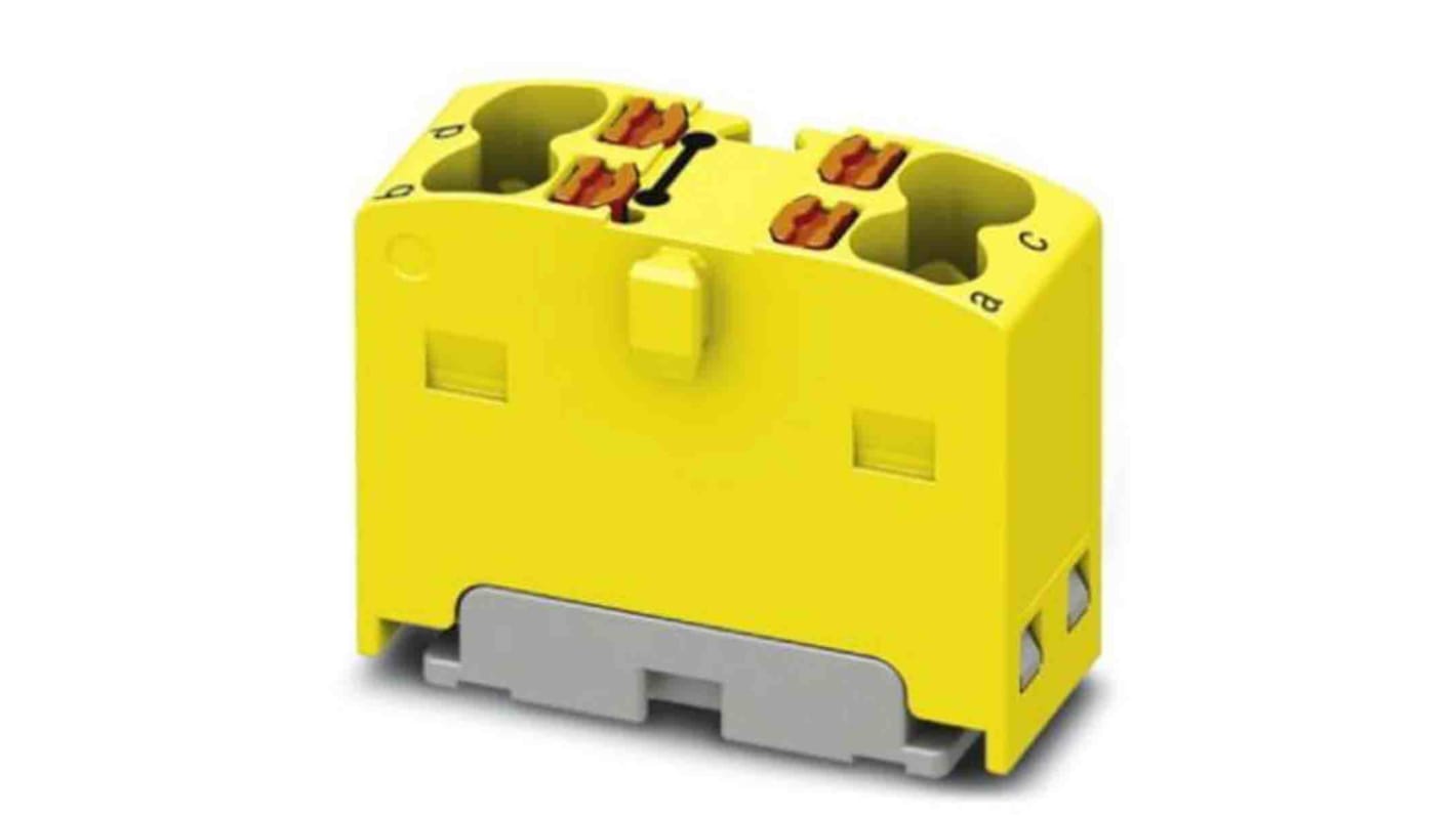 Phoenix Contact Distribution Block, 4 Way, 2.5mm², 17.5A, 450 V, Yellow