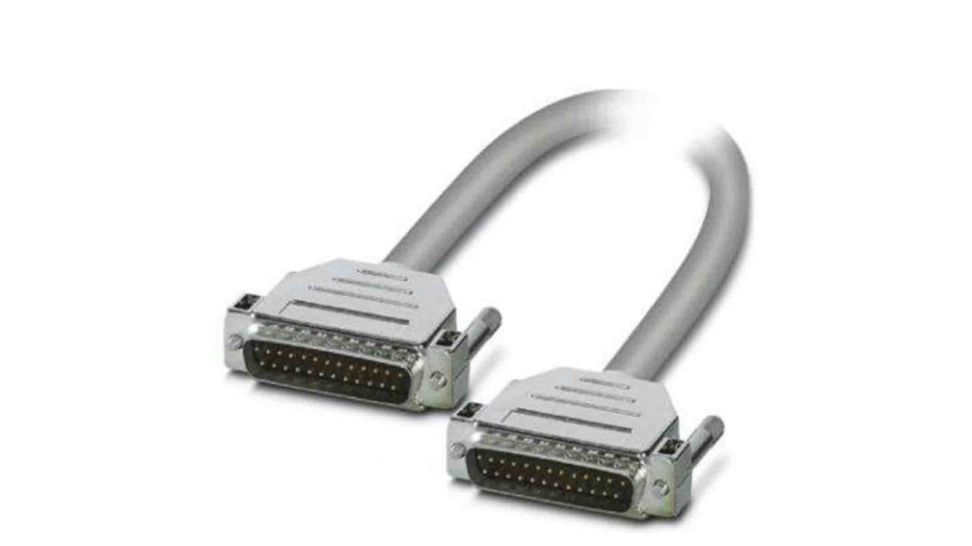 Cable serie Phoenix Contact D25SUB, long. 2m, color Gris, con. A: Sub-D de 25 contactos Macho, con. B: Sub-D de 25