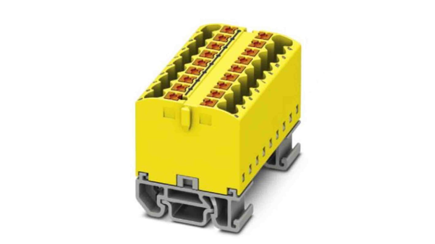 Phoenix Contact Distribution Block, 18 Way, 4mm², 24A, 690 V, Yellow