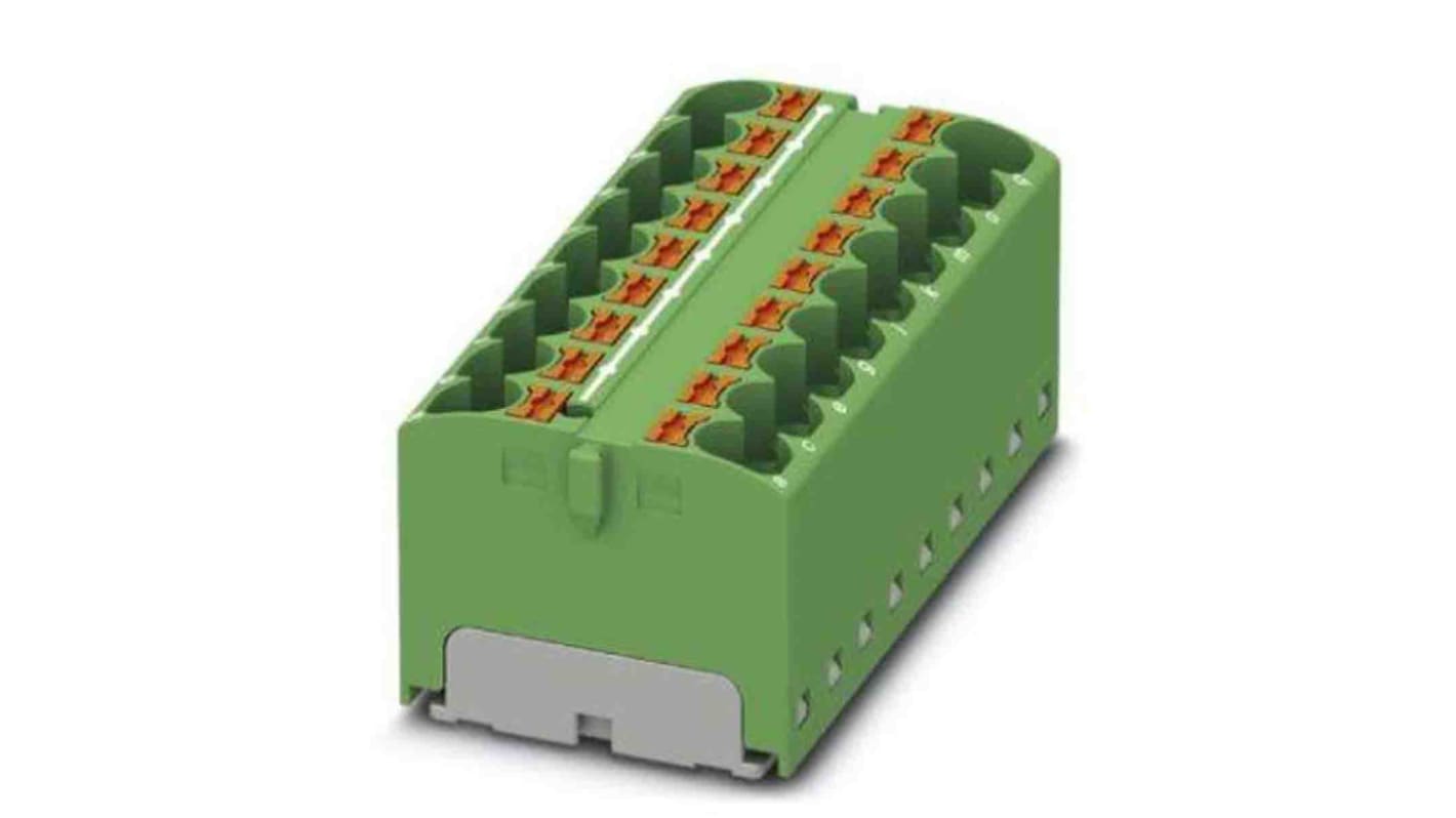 Phoenix Contact Distribution Block, 18 Way, 6mm², 32A, 450 V, Green