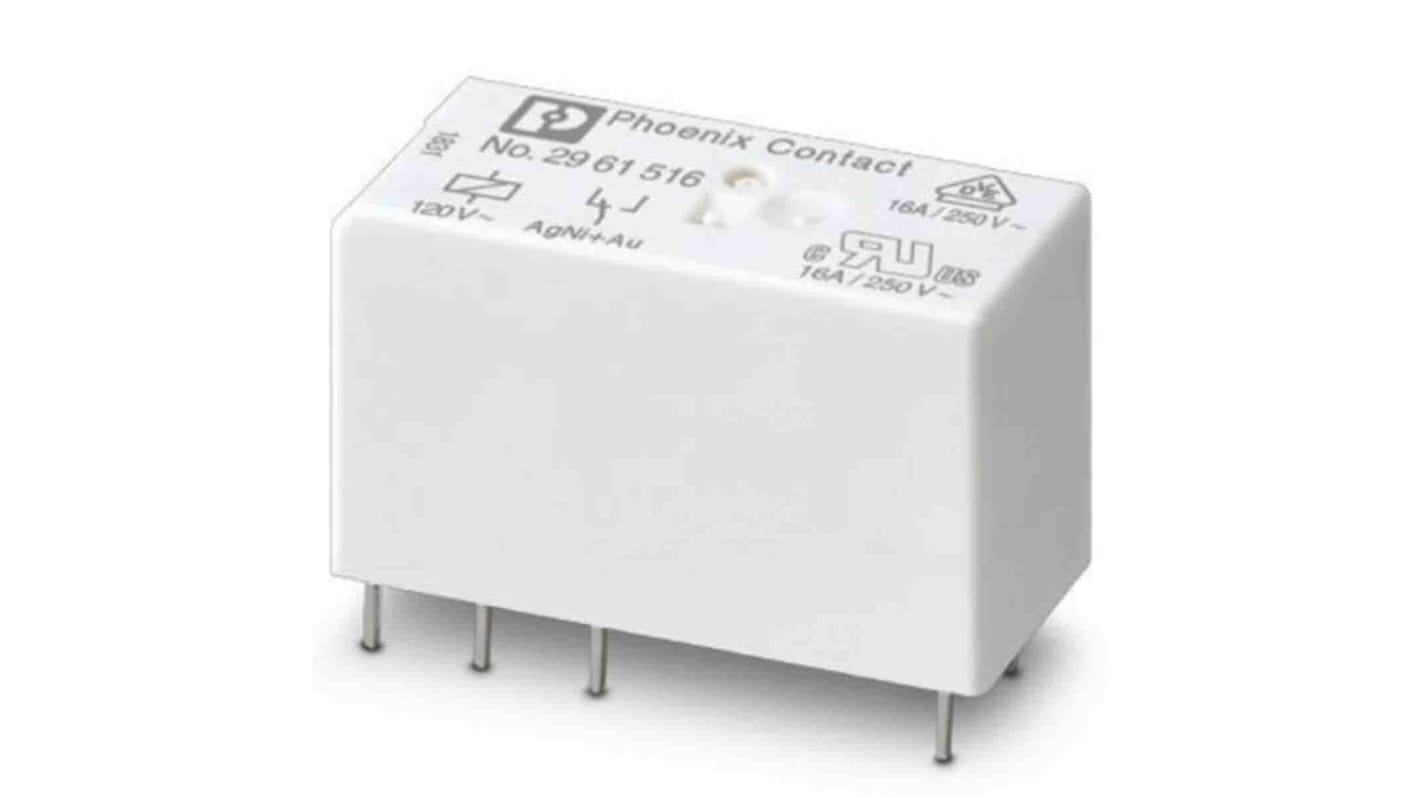 Phoenix Contact PCB Mount Power Relay, 120V ac Coil, 16A Switching Current, DPDT