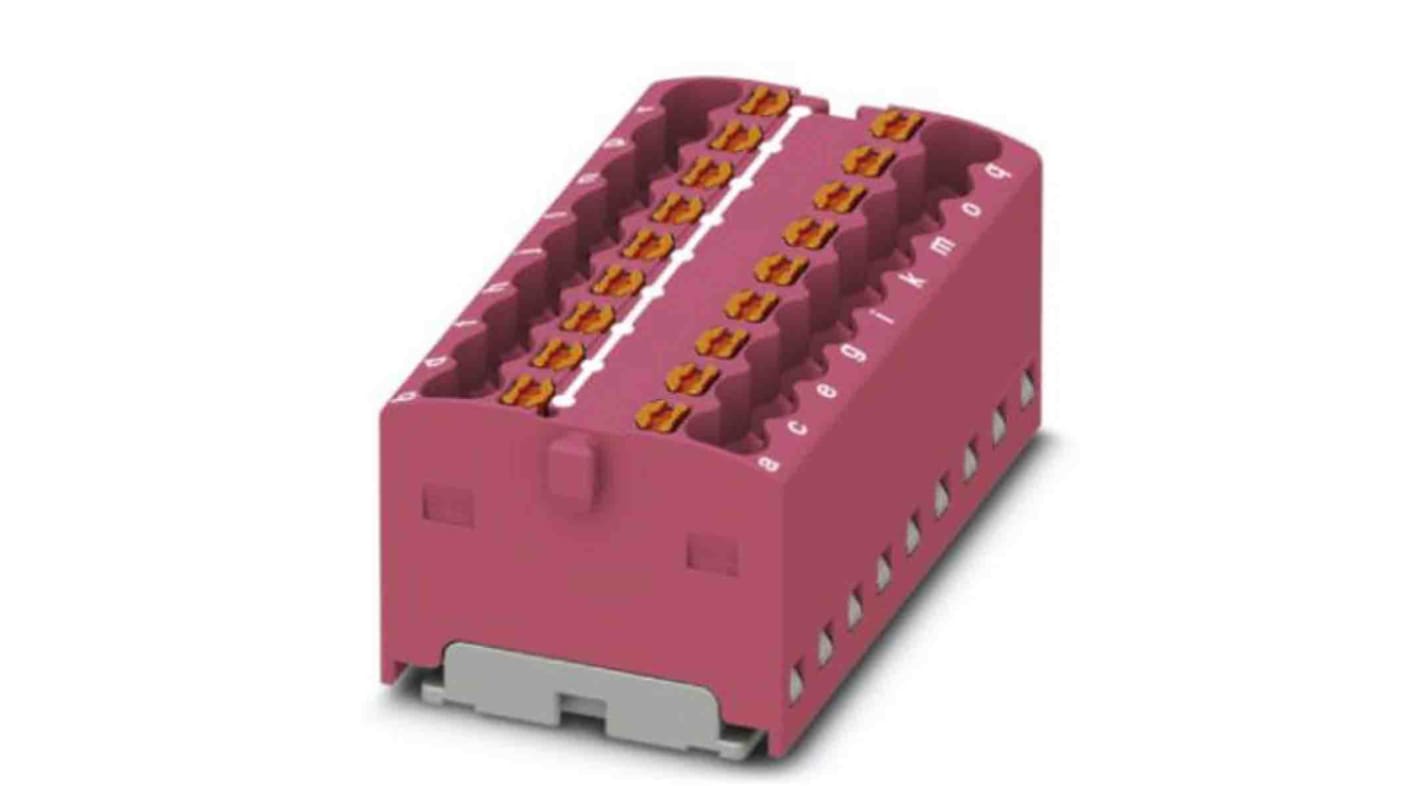 Phoenix Contact Distribution Block, 18 Way, 2.5mm², 17.5A, 450 V, Pink