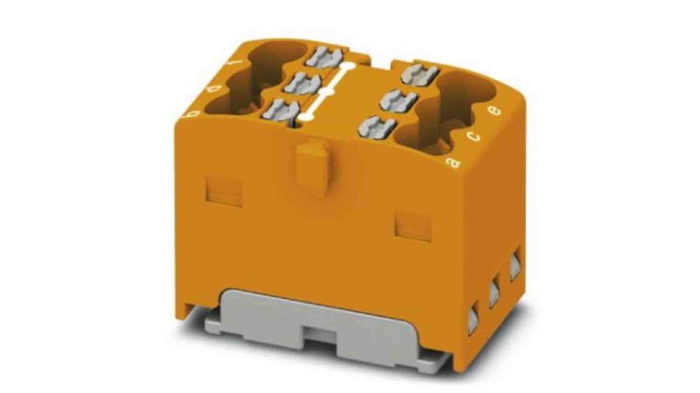 Phoenix Contact Distribution Block, 6 Way, 2.5mm², 17.5A, 450 V, Orange