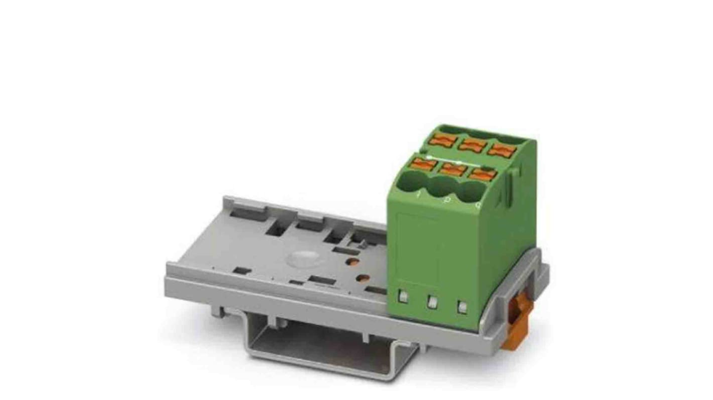 Phoenix Contact Distribution Block, 6 Way, 4mm², 24A, 690 V, Green