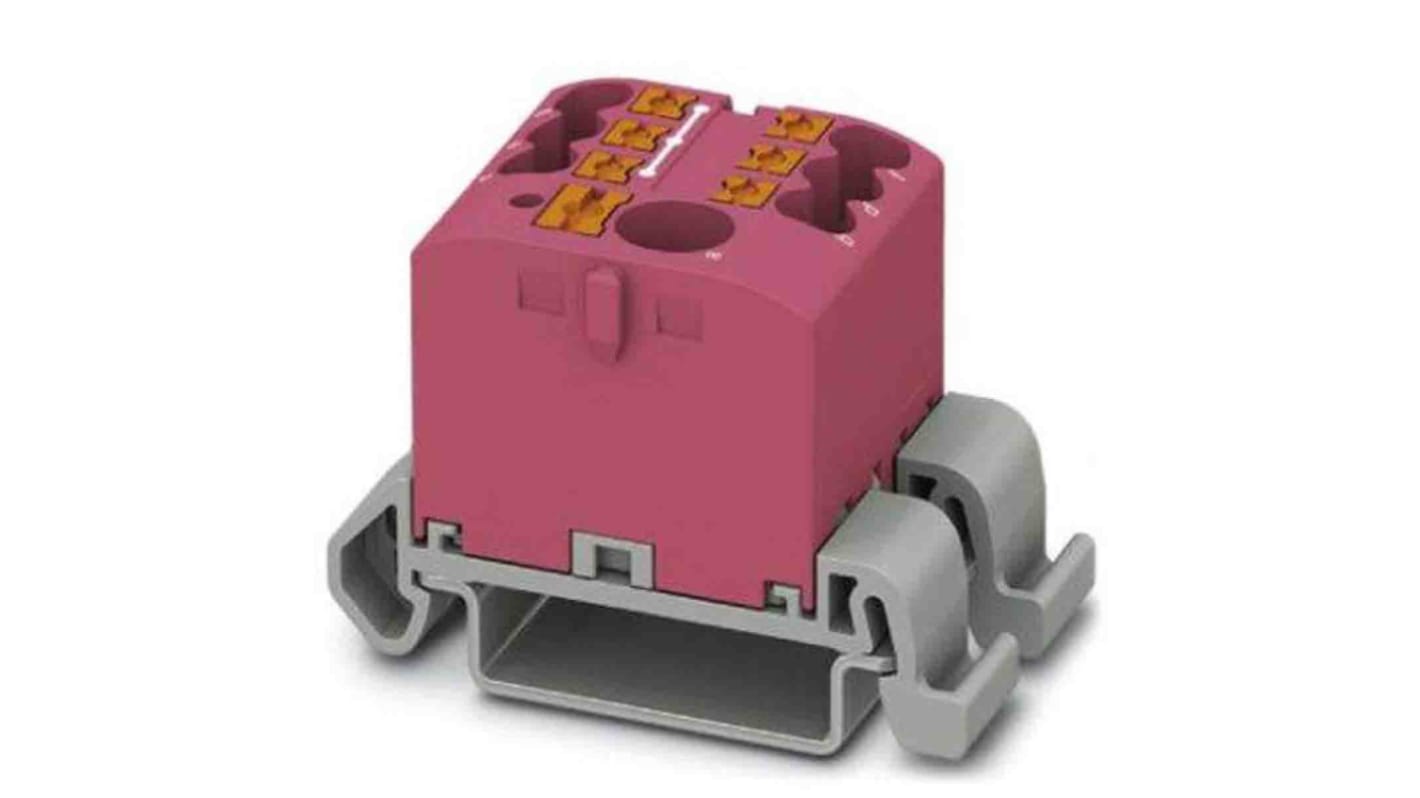 Phoenix Contact Distribution Block, 7 Way, 4mm², 24A, 690 V, Pink