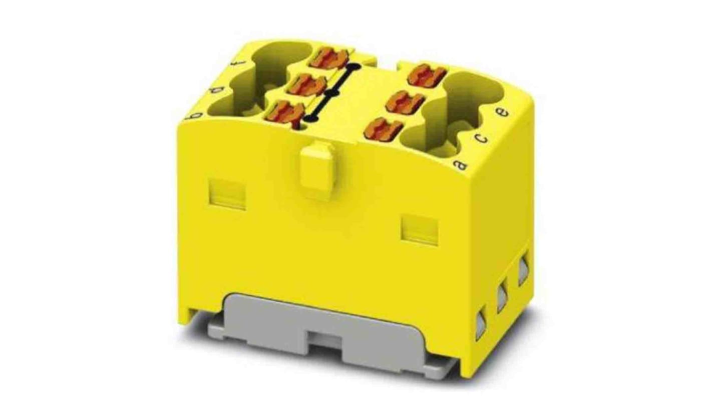 Phoenix Contact Distribution Block, 6 Way, 2.5mm², 17.5A, 450 V, Yellow