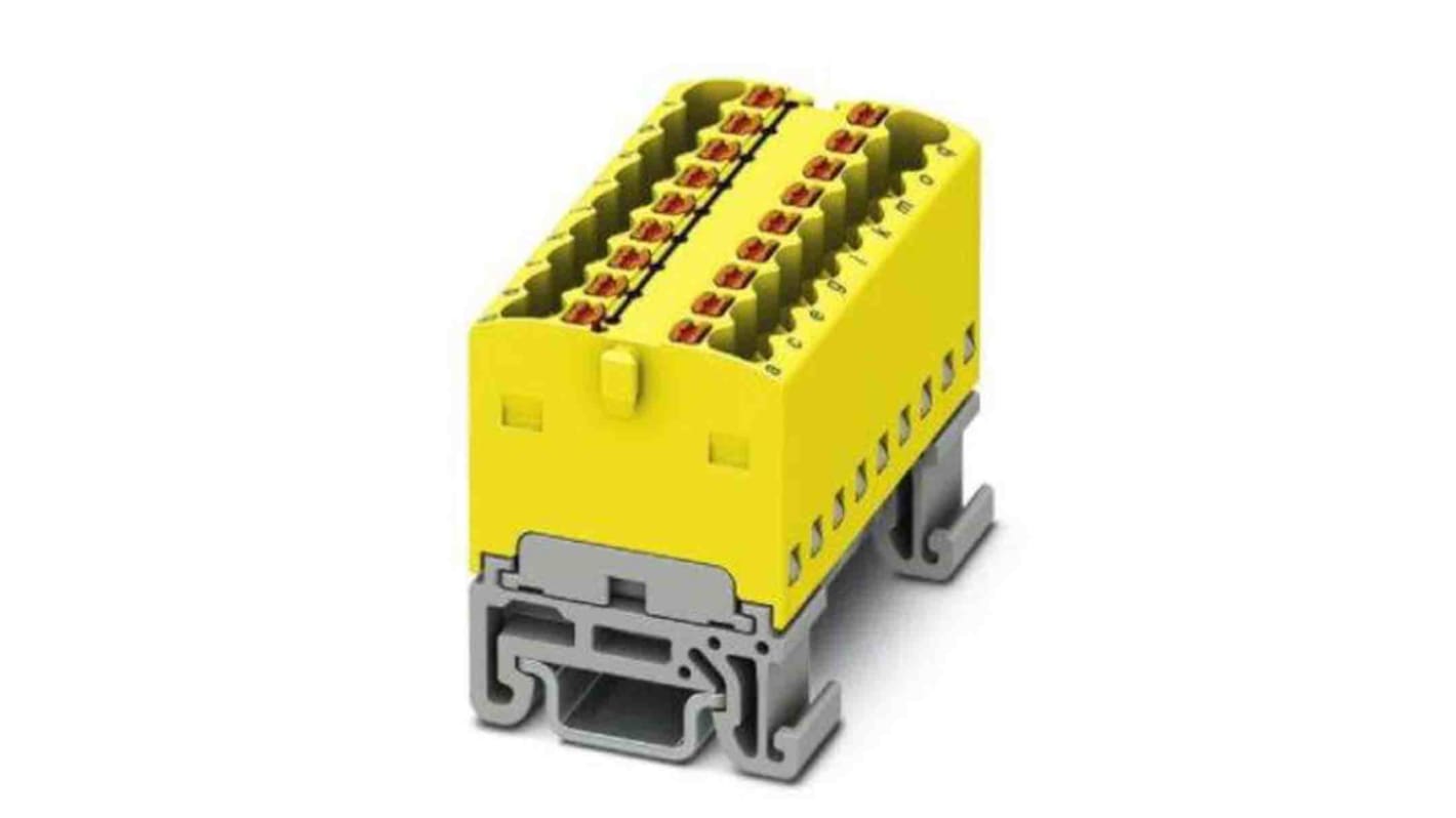 Phoenix Contact Distribution Block, 18 Way, 2.5mm², 17.5A, 500 V, Yellow