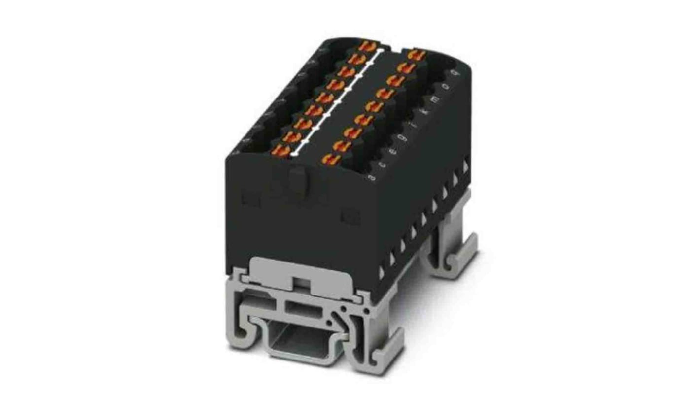 Phoenix Contact Distribution Block, 18 Way, 2.5mm², 17.5A, 500 V, Black