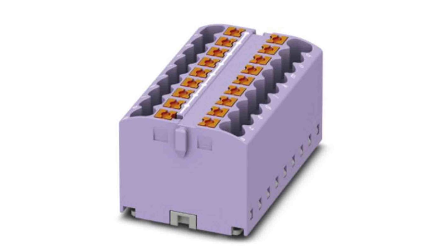 Phoenix Contact Distribution Block, 18 Way, 4mm², 24A, 450 V, Violet