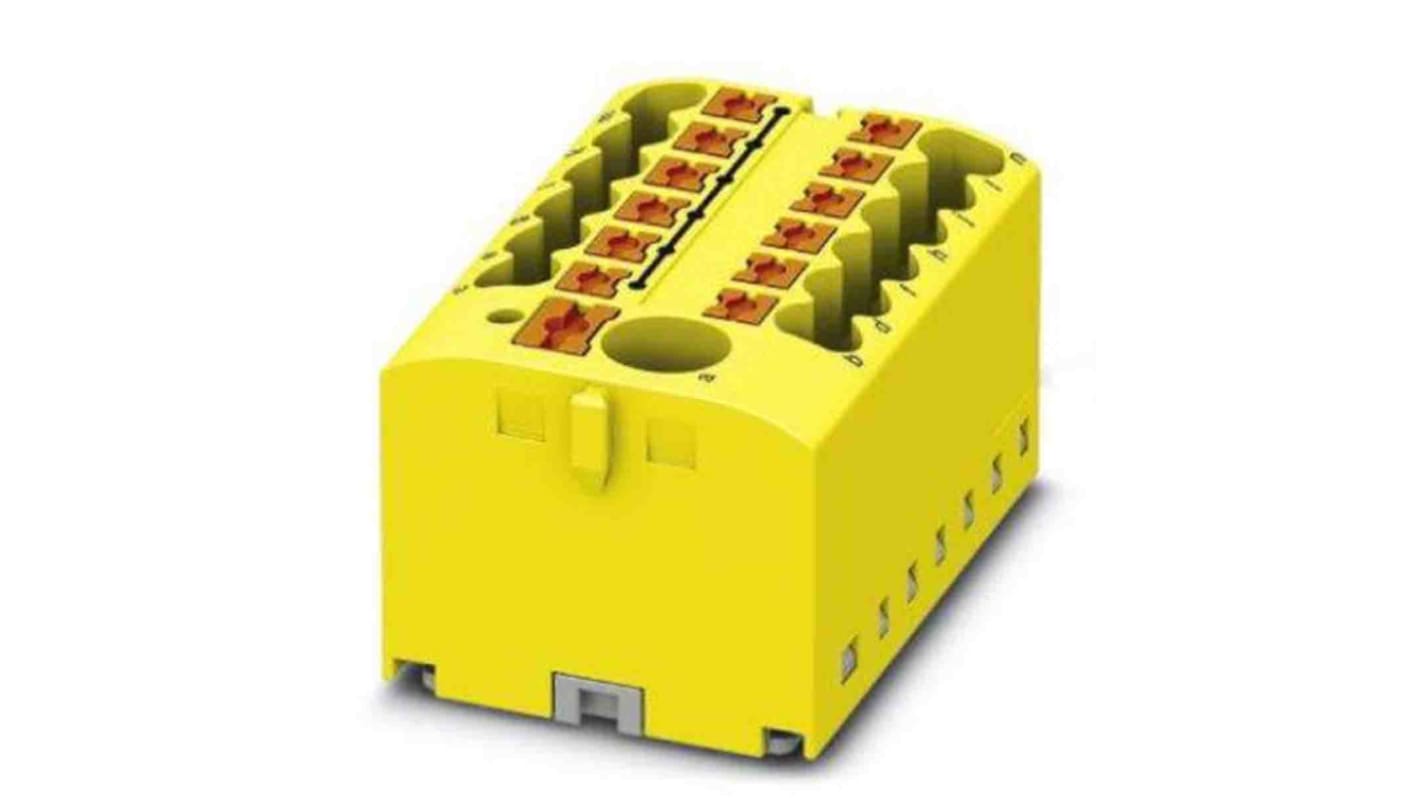 Phoenix Contact Distribution Block, 13 Way, 4mm², 24A, 450 V, Yellow