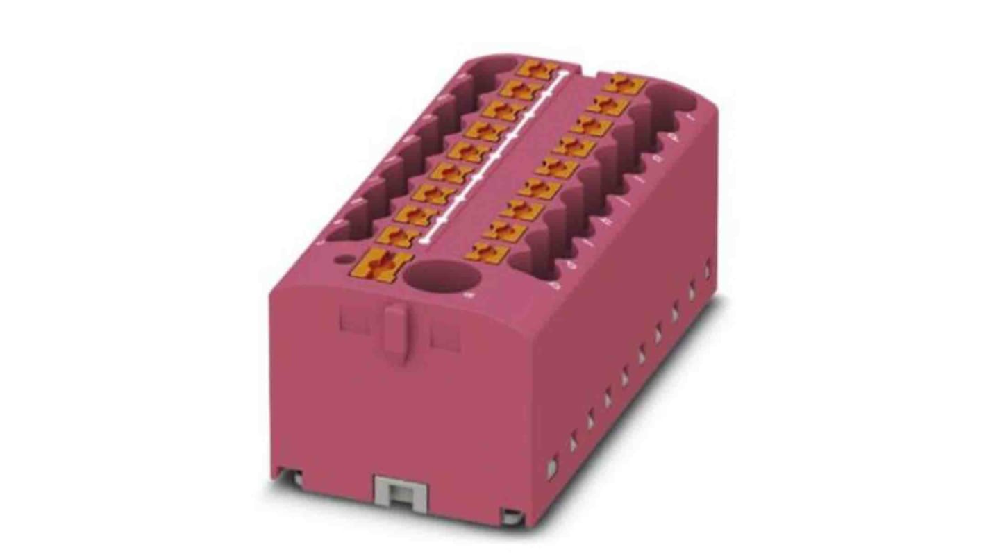 Phoenix Contact Distribution Block, 19 Way, 4mm², 24A, 450 V, Pink