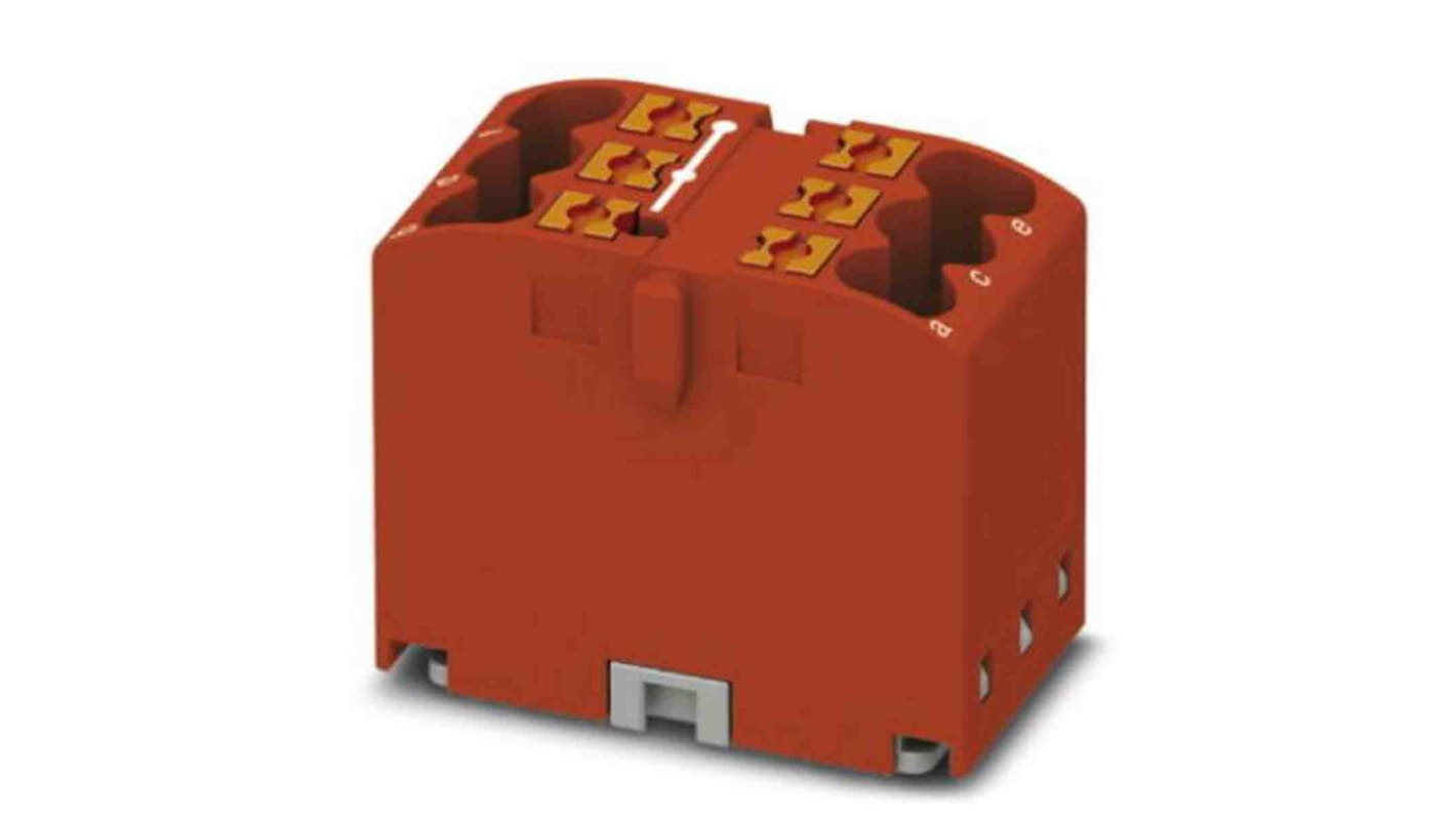 Phoenix Contact Distribution Block, 6 Way, 4mm², 24A, 450 V, Red