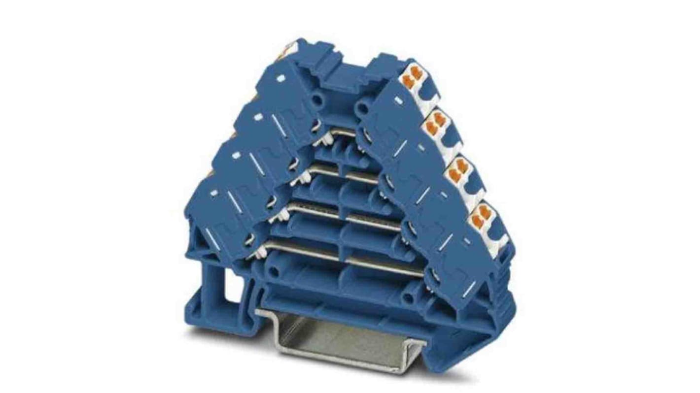 Bloc de jonction rail DIN sans fusible Phoenix Contact PTRV, 0.14 → 2.5mm², Enfichable, Bleu