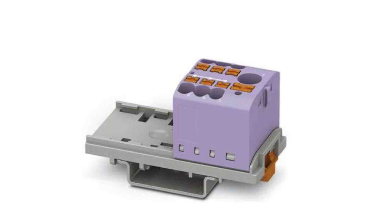 Phoenix Contact Distribution Block, 7 Way, 4mm², 24A, 690 V, Violet