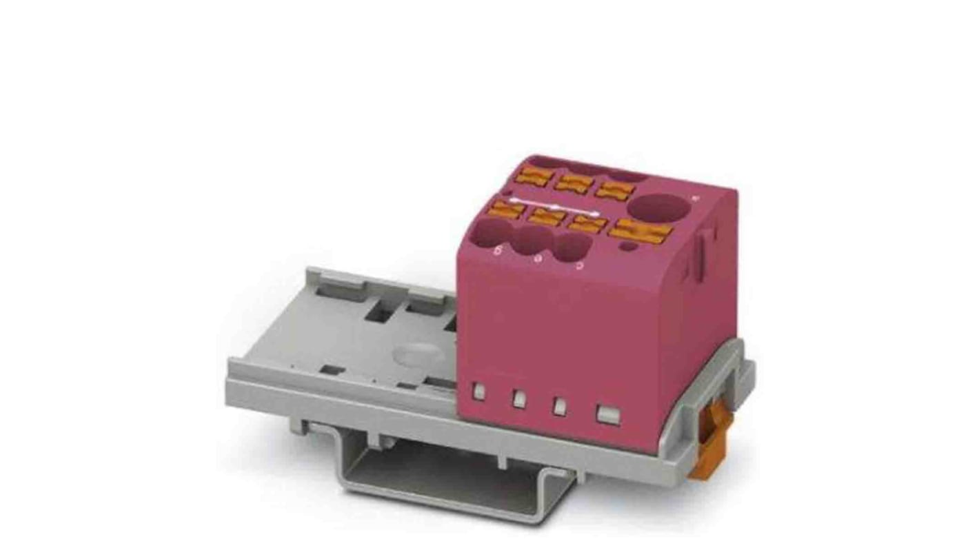 Phoenix Contact Distribution Block, 7 Way, 4mm², 24A, 690 V, Pink