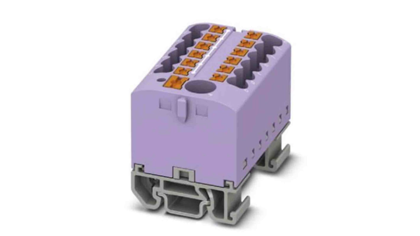 Phoenix Contact Distribution Block, 13 Way, 4mm², 24A, 690 V, Violet