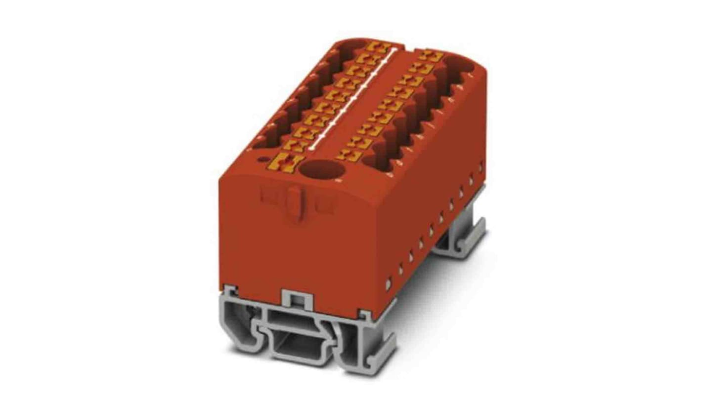 Phoenix Contact Distribution Block, 19 Way, 4mm², 24A, 690 V, Red