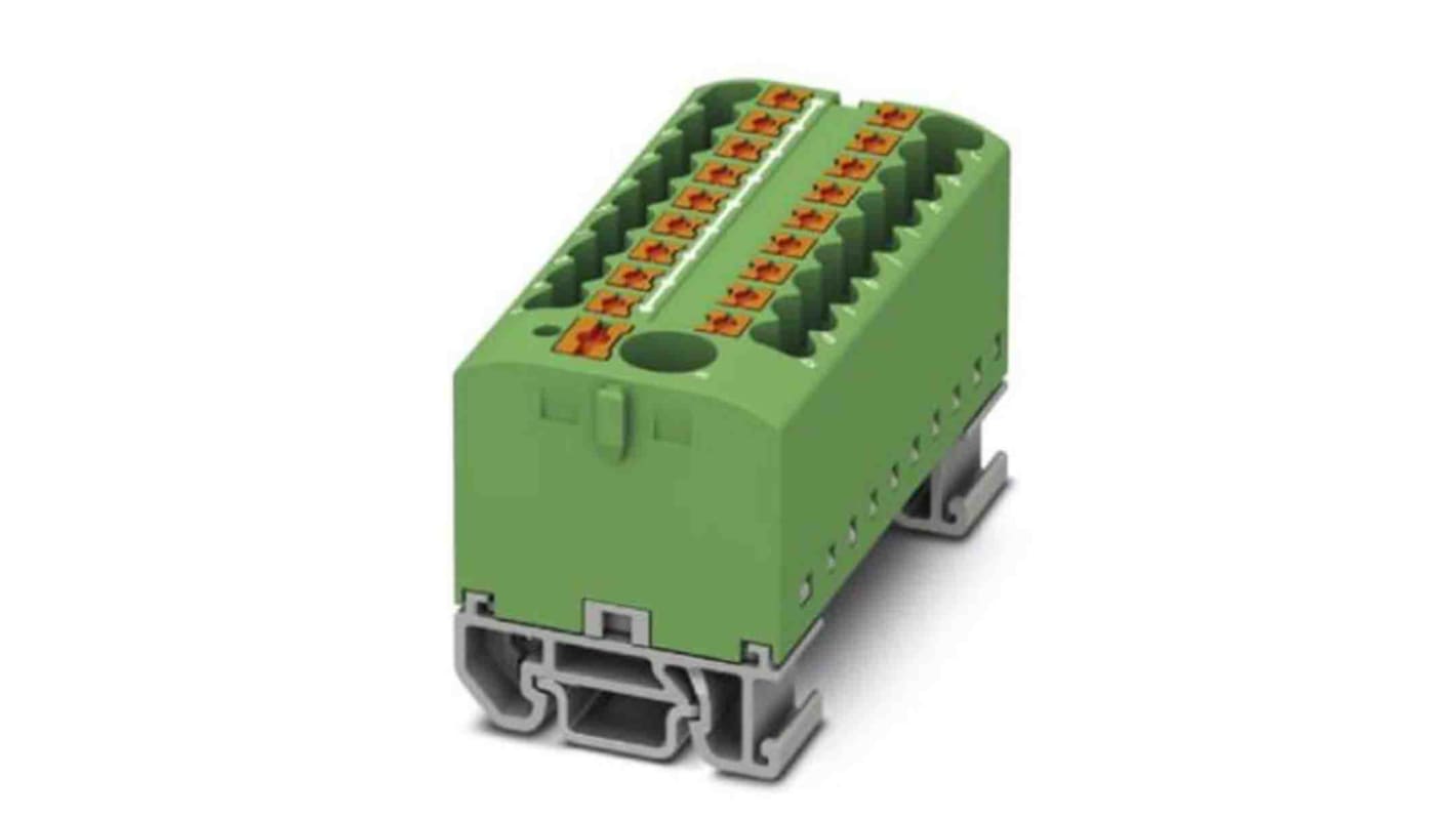 Phoenix Contact Distribution Block, 19 Way, 4mm², 24A, 690 V, Green