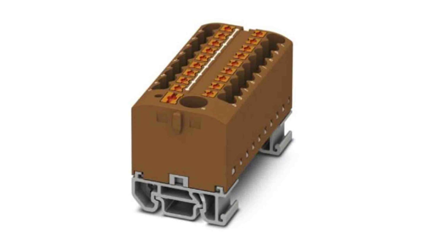 Phoenix Contact Distribution Block, 19 Way, 4mm², 24A, 690 V, Brown