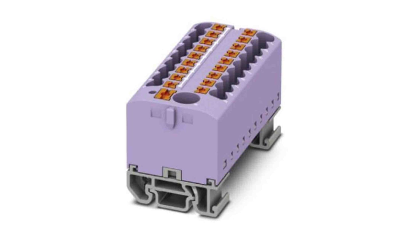 Phoenix Contact Distribution Block, 19 Way, 4mm², 24A, 690 V, Violet