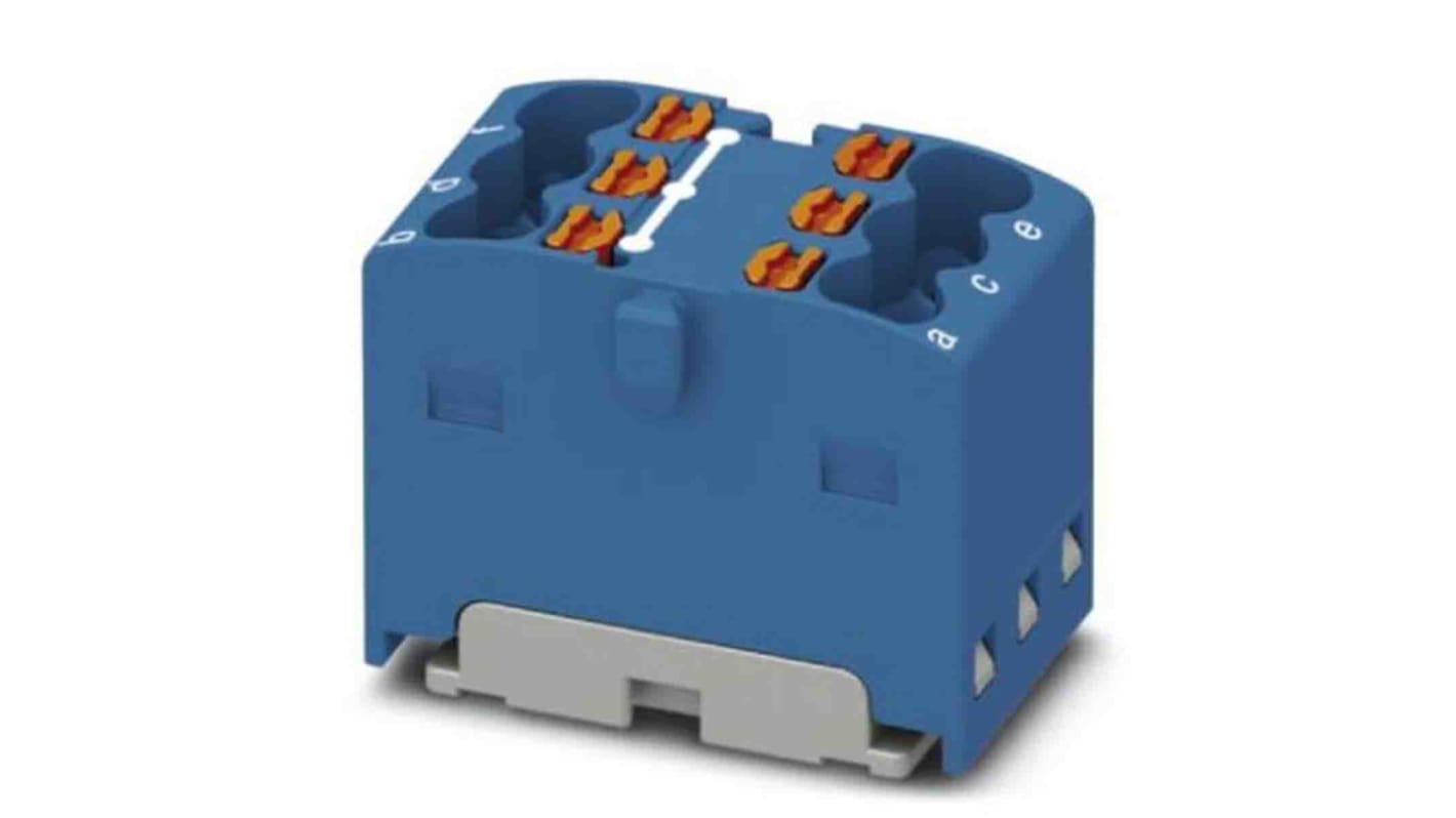 Phoenix Contact Distribution Block, 6 Way, 2.5mm², 17.5A, 450 V, Blue