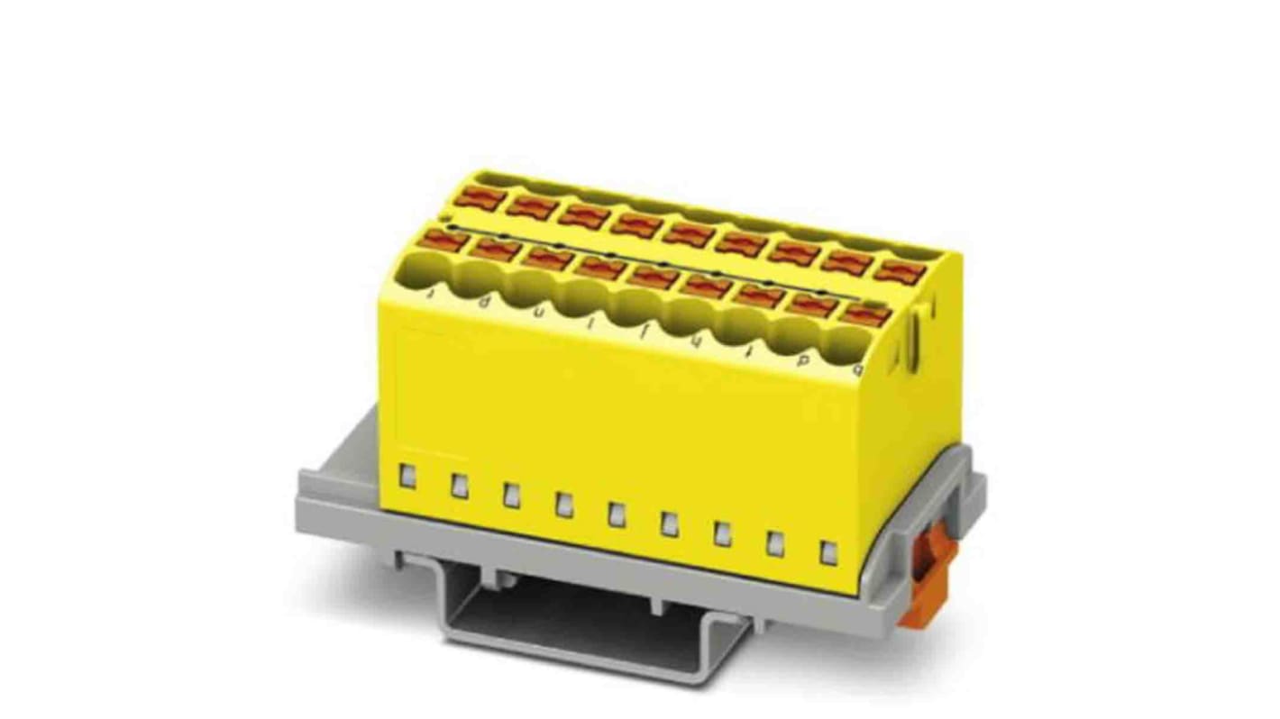 Phoenix Contact Distribution Block, 18 Way, 4mm², 24A, 690 V, Yellow