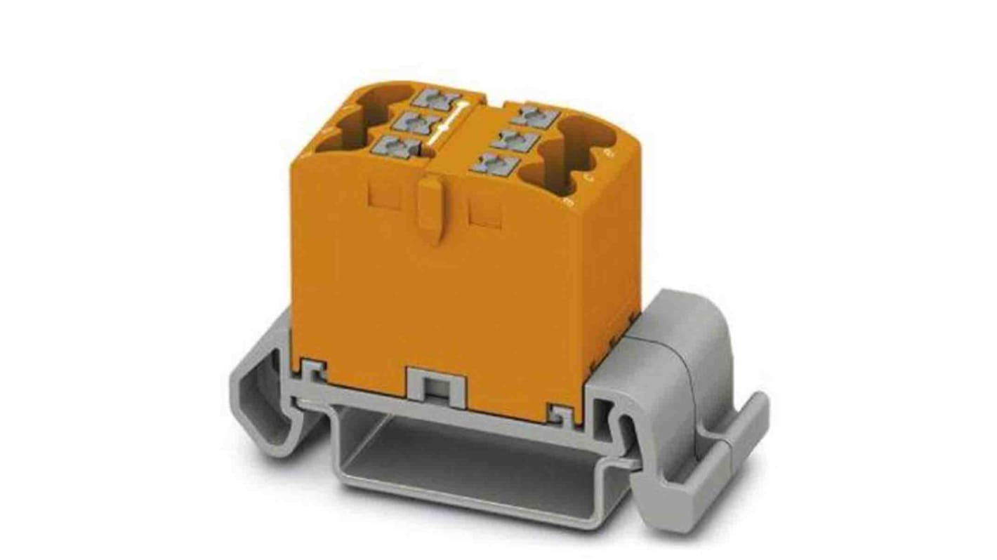 Phoenix Contact Distribution Block, 6 Way, 4mm², 24A, 690 V, Orange