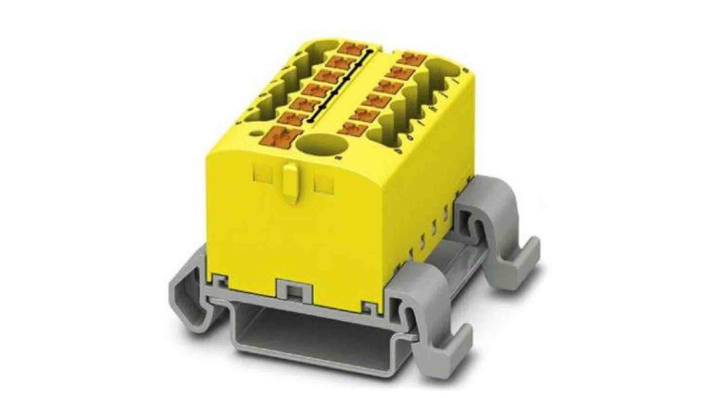 Phoenix Contact Distribution Block, 13 Way, 4mm², 24A, 690 V, Yellow