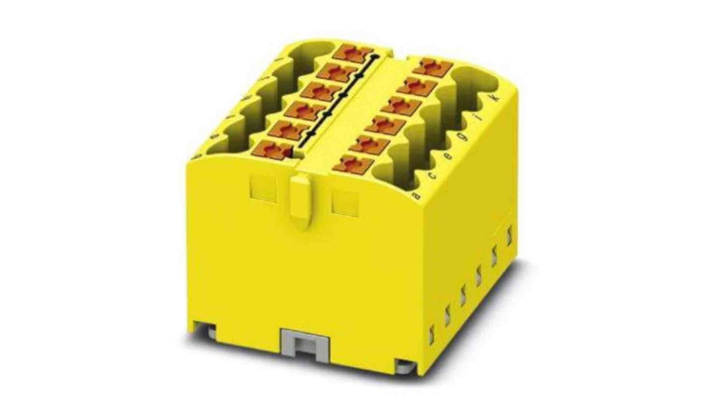 Phoenix Contact Distribution Block, 12 Way, 4mm², 24A, 450 V, Yellow