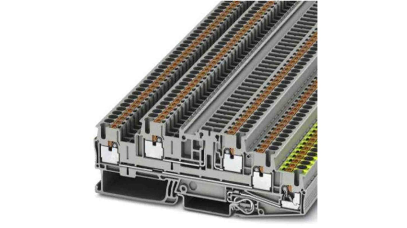 Phoenix Contact Grey DIN Rail Terminal Block, 0.14 → 4mm², Push In Termination