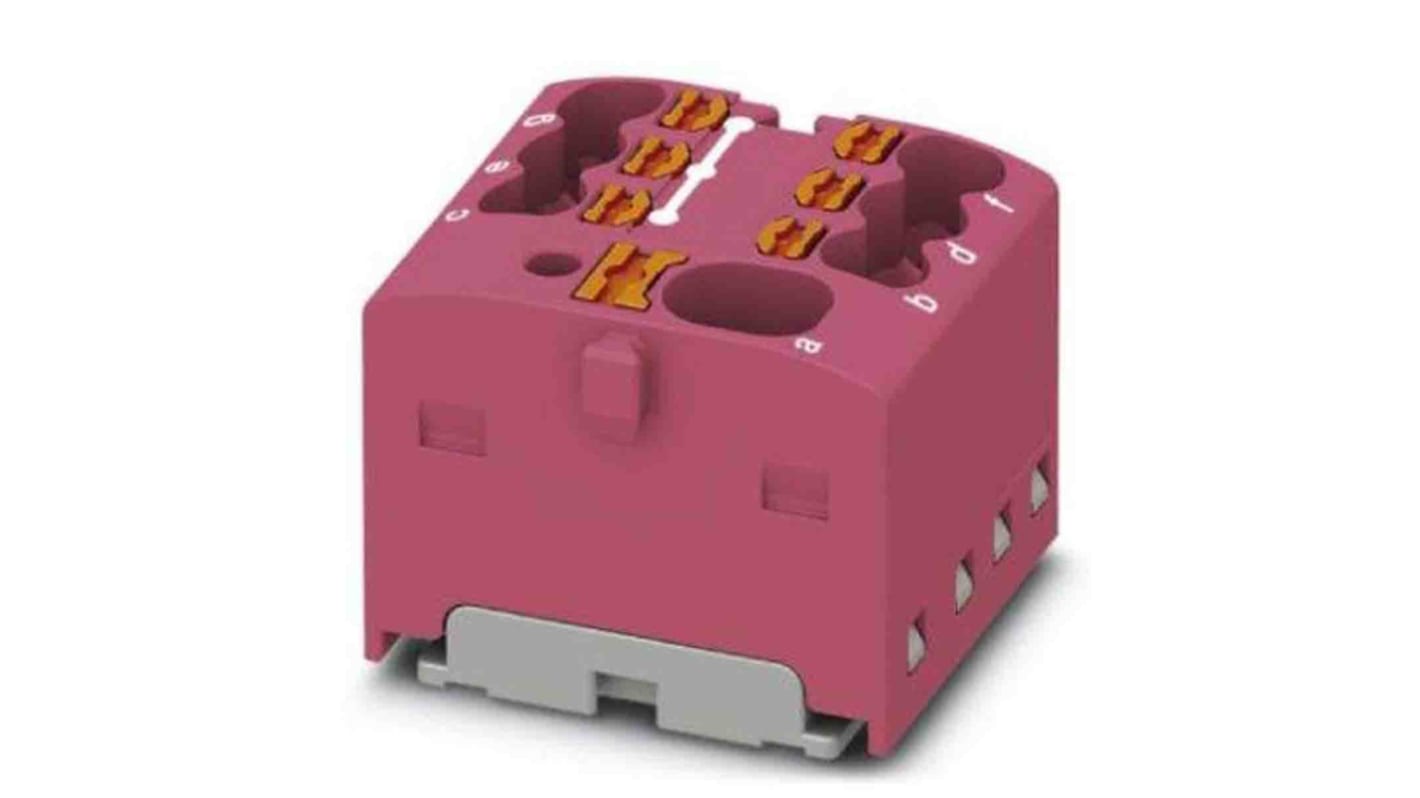 Phoenix Contact Distribution Block, 7 Way, 2.5mm², 17.5A, 450 V, Pink