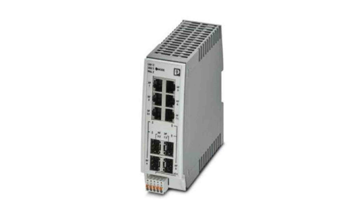 Phoenix Contact FL SWITCH 2204-2TC-2SFX Series DIN Rail Mount Ethernet Switch, 4 RJ45 Ports, 100Mbit/s Transmission,