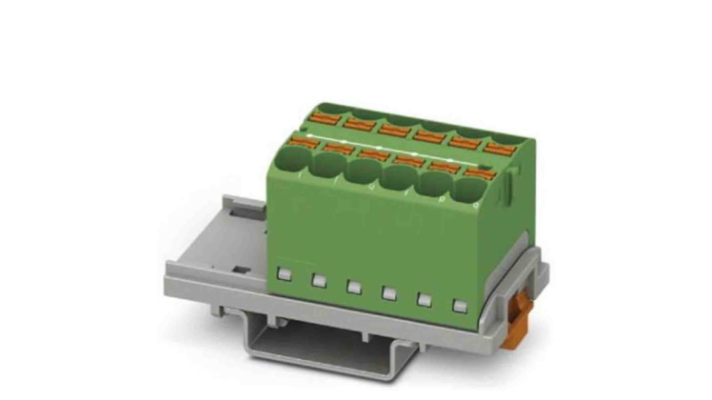 Phoenix Contact Distribution Block, 12 Way, 0.2 → 6mm², 32A, 800 V, Green