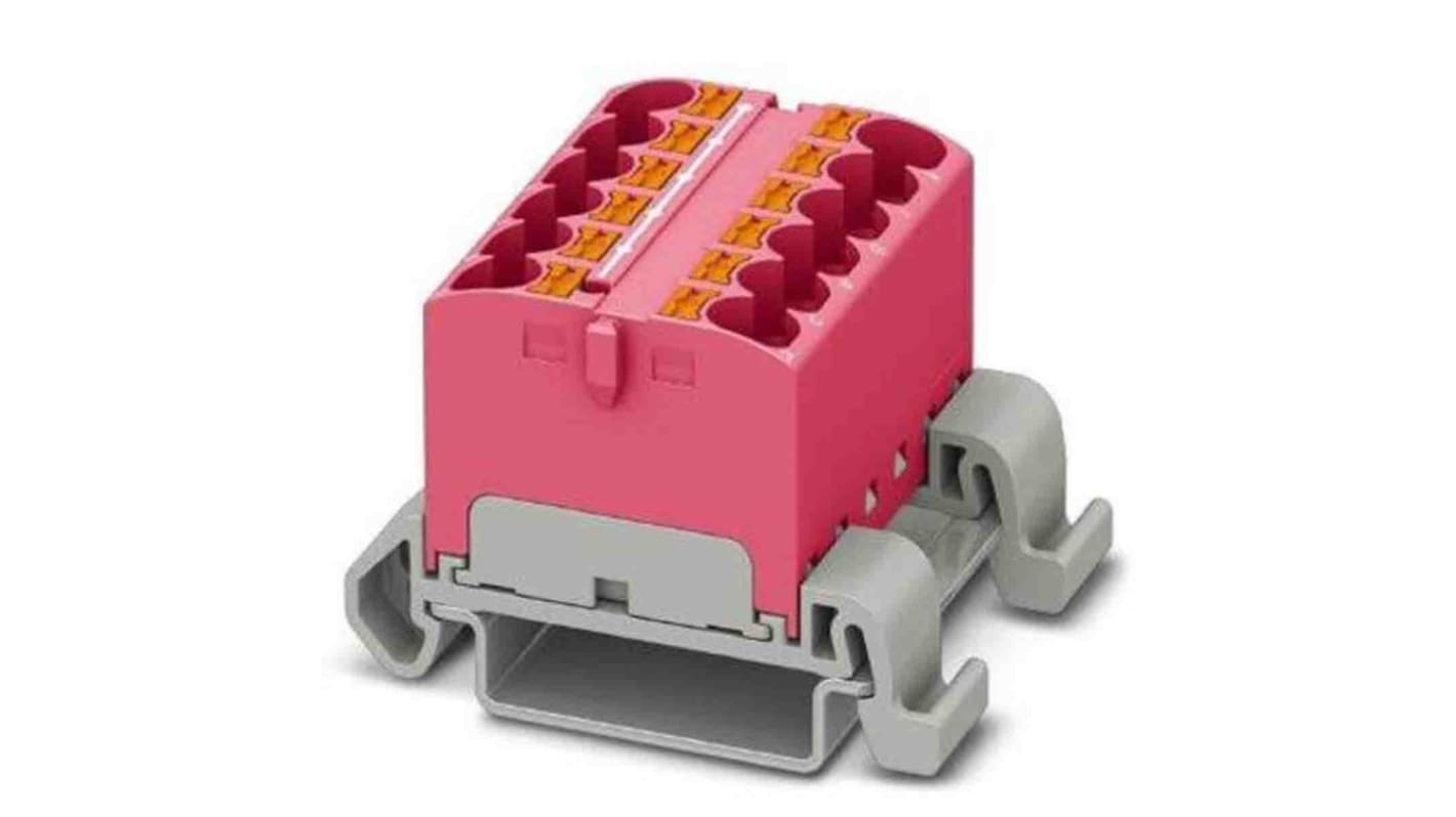 Phoenix Contact Distribution Block, 12 Way, 0.2 → 6mm², 32A, 800 V, Pink
