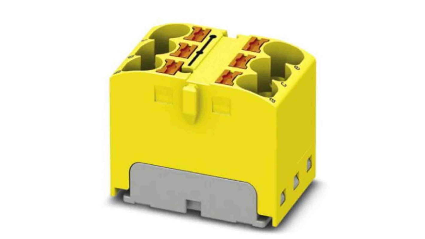Phoenix Contact Distribution Block, 6 Way, 6mm², 32A, 450 V, Yellow