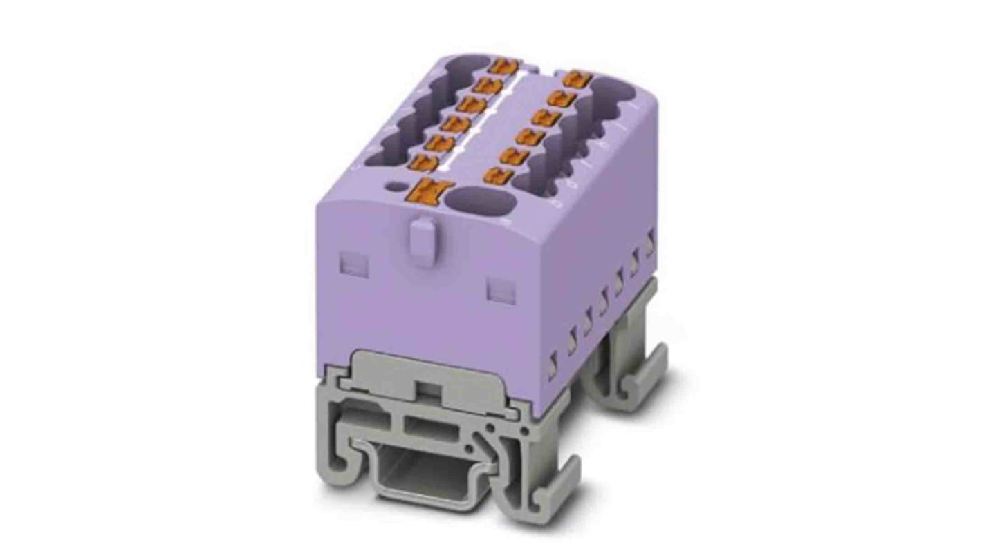 Phoenix Contact Distribution Block, 13 Way, 2.5mm², 17.5A, 500 V, Violet