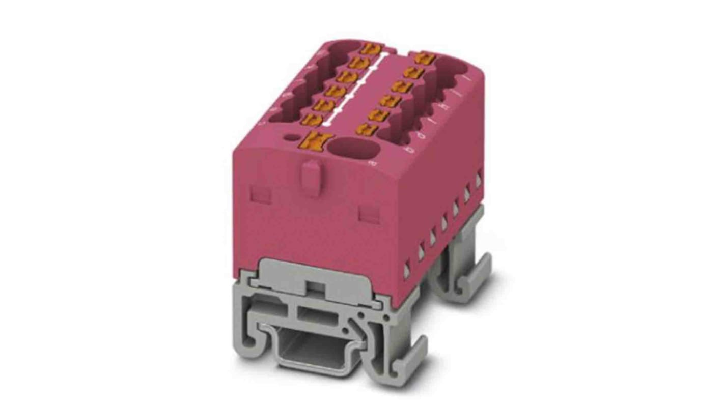 Phoenix Contact Distribution Block, 13 Way, 2.5mm², 17.5A, 500 V, Pink