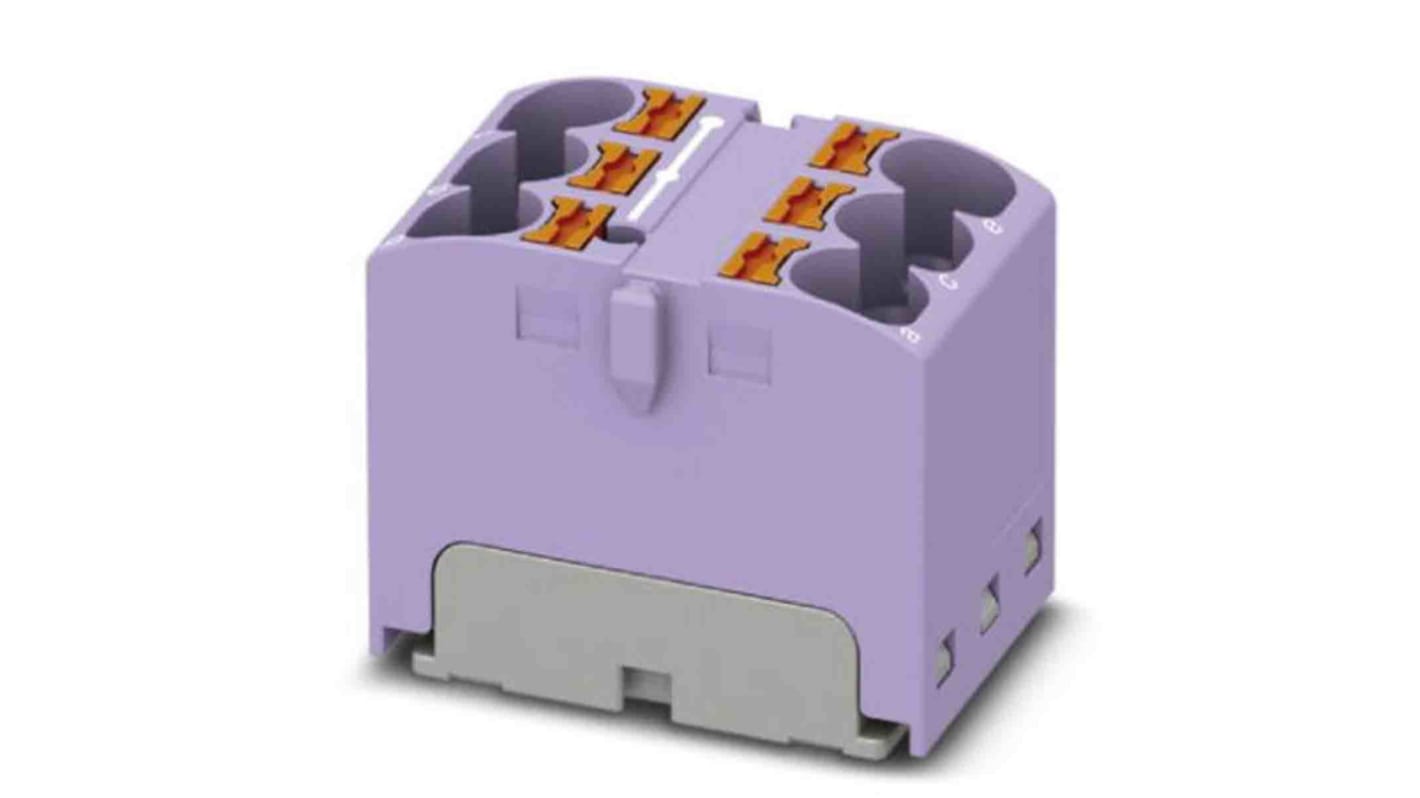 Phoenix Contact Distribution Block, 6 Way, 0.2 → 6mm², 32A, 630 V, Violet