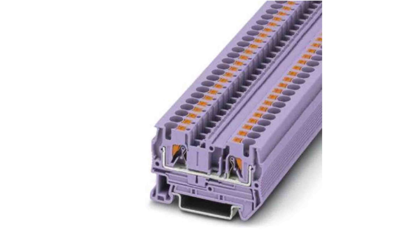 Phoenix Contact PT 4 Series Violet Feed Through Terminal Block, 0.2 → 6mm², Push In Termination, ATEX, IECEx