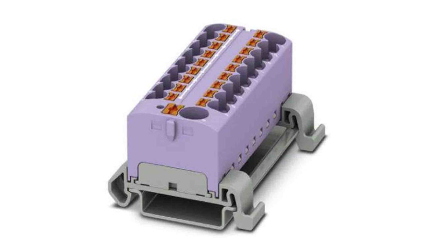 Phoenix Contact Distribution Block, 19 Way, 0.2 → 6mm², 32A, 800 V, Violet