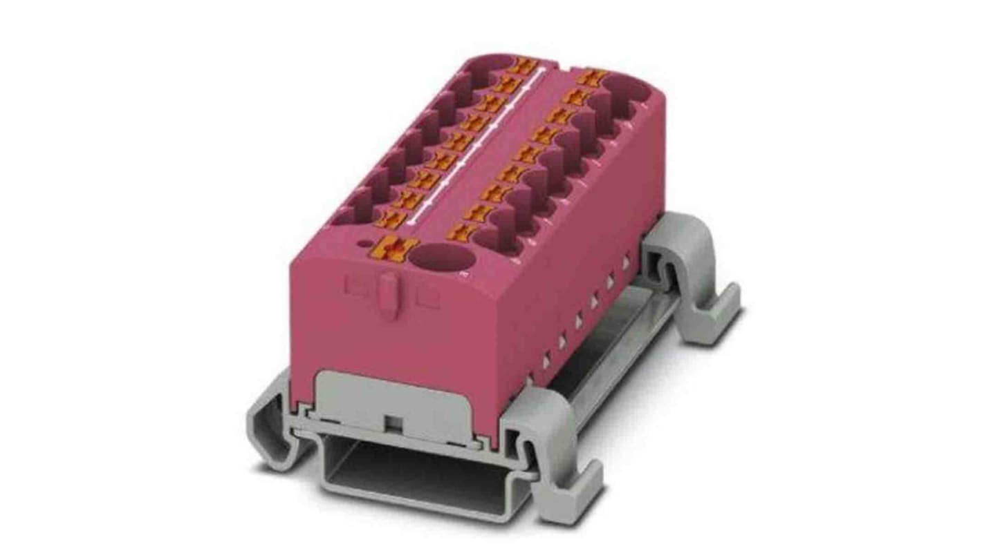 Phoenix Contact Distribution Block, 19 Way, 0.2 → 6mm², 32A, 800 V, Pink